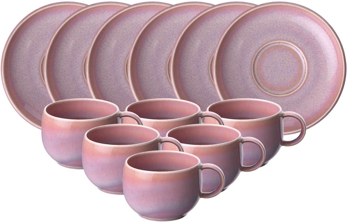 Espressotassen mit Untertassen Perlemor Coral 60 ml Set van 6