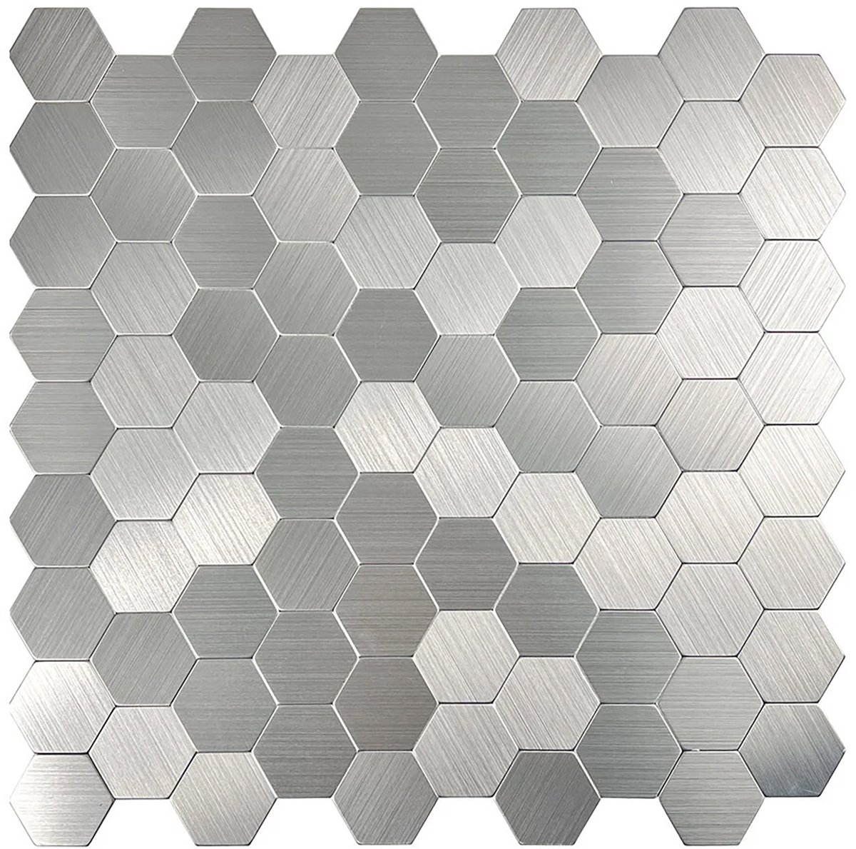 Zelfklevende Mozaïek Tegel - Afimona Hexagon - Geborsteld Zilver - 291x286x4mm