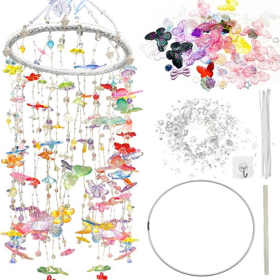 thumbnail: M METERXITY Windgong Van Zeeschelpen – Blauw | 35 Cm Lang | Voor Buiten In Tuin Of Op Terras | Handgemaakt