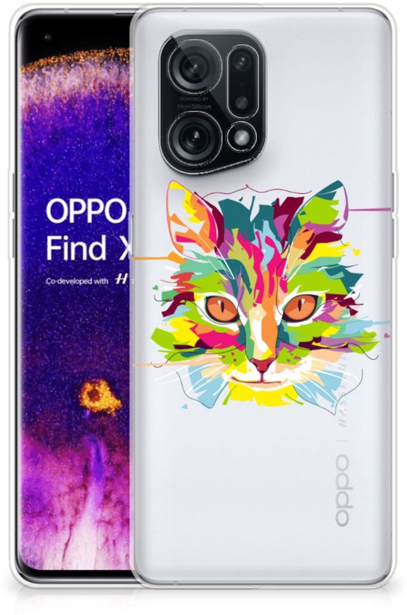 OPPO Find X5 Telefoonhoesje met Naam Cat Color