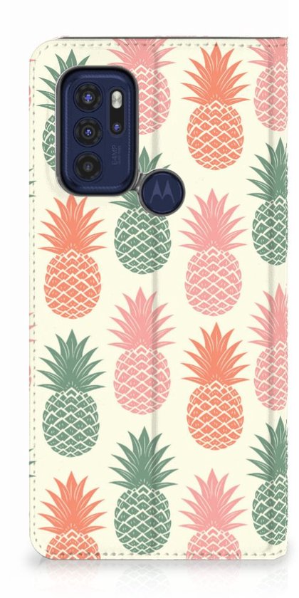 Coque Smartphone Motorola Moto G60s Belle Bookcase Ananas