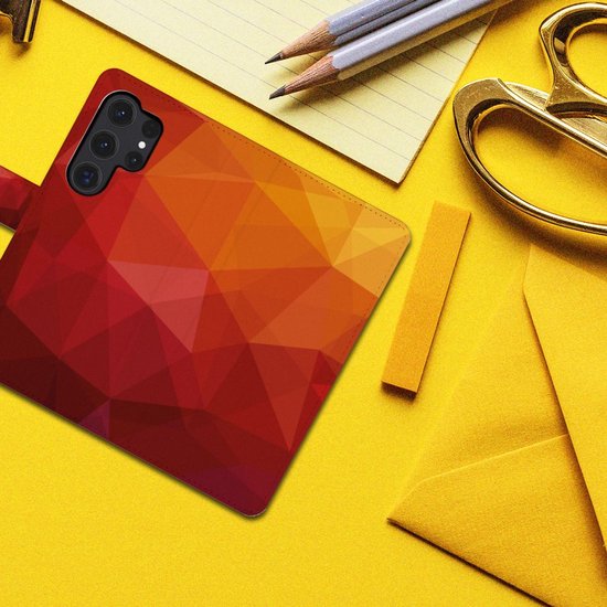 Book Case adapté pour Samsung Galaxy S24 Ultra Polygon Rouge
