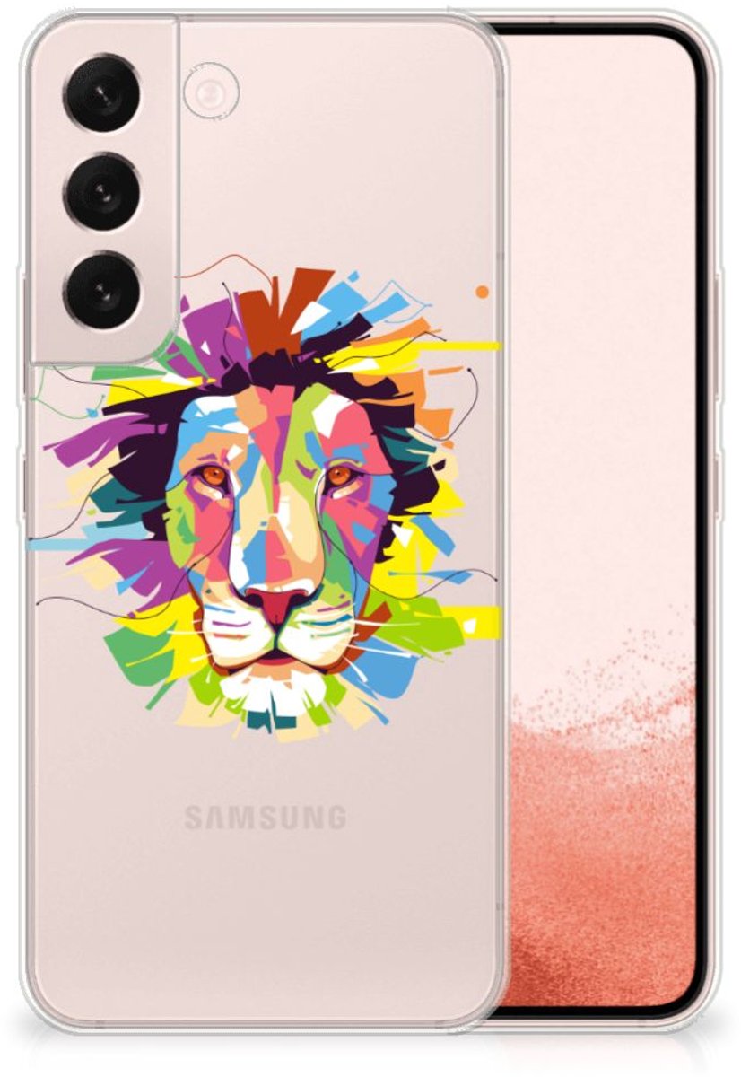 Back Cover voor Samsung Galaxy S22 Telefoonhoesje met Naam Lion Color