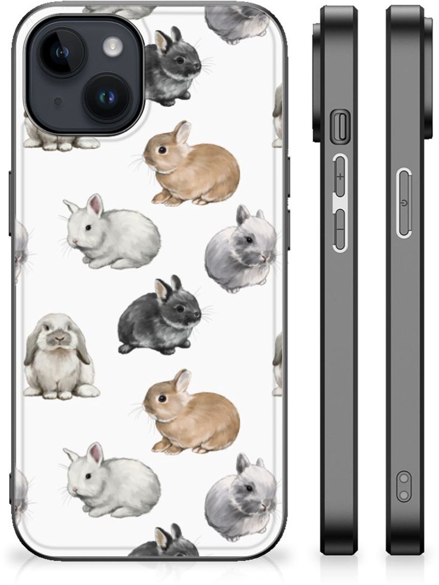 Back Cover voor Dierenprint Telefoonhoesje voor iPhone 15 Plus Konijntjes
