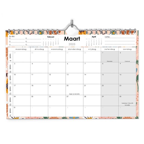 Huurdies® - 22 maanden kalender - 2025/2026 - A4+ - Bloemen