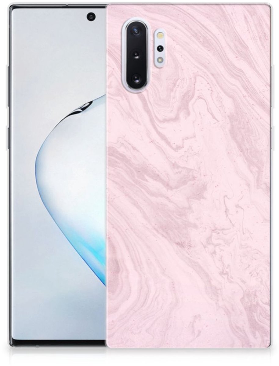 Samsung Galaxy Note 10 Plus TPU Siliconen Hoesje Marble Pink - Origineel Cadeau Vriendin