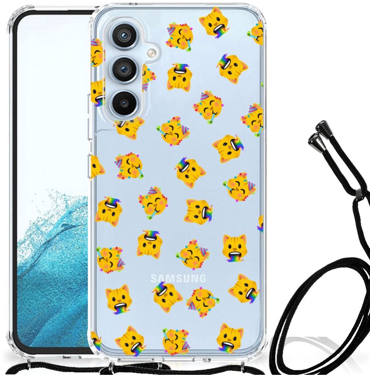 Doorzichtige Silicone Hoesje voor Samsung Galaxy A54 5G Katten Emojis