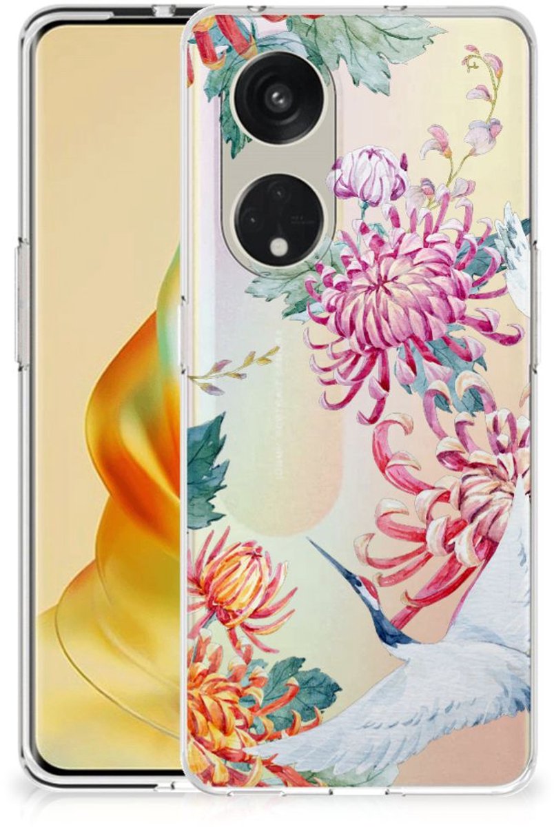 OPPO Reno8 T 5G TPU Hoesje Bird Flowers