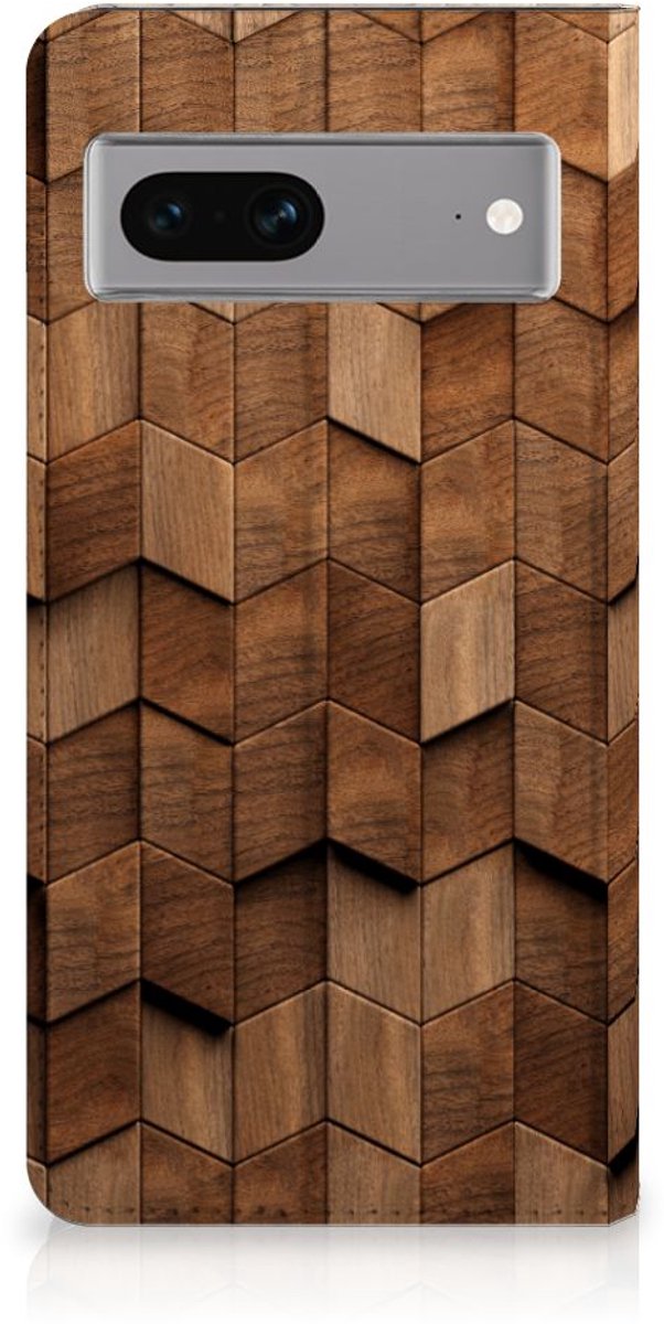 Book Wallet Case voor Google Pixel 7 Wooden Cubes