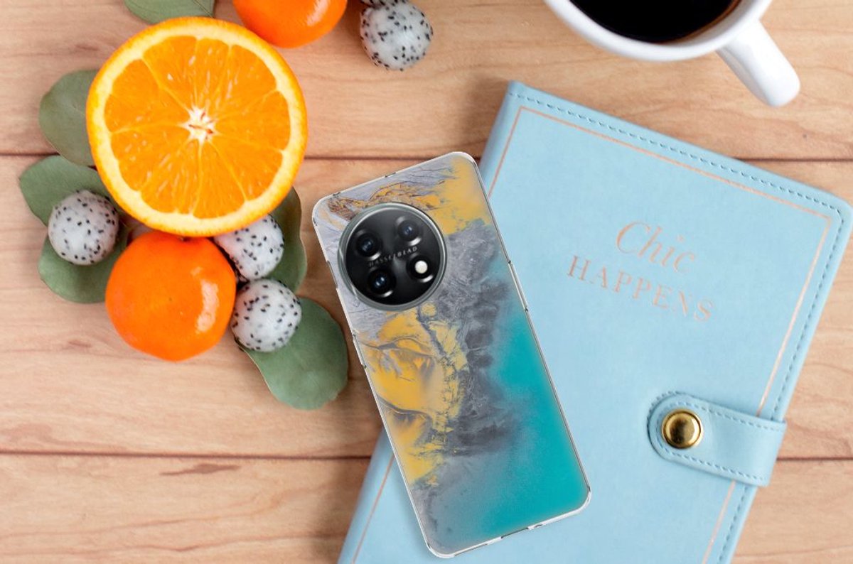 OnePlus 11 TPU Siliconen Hoesje Marble Blue Gold