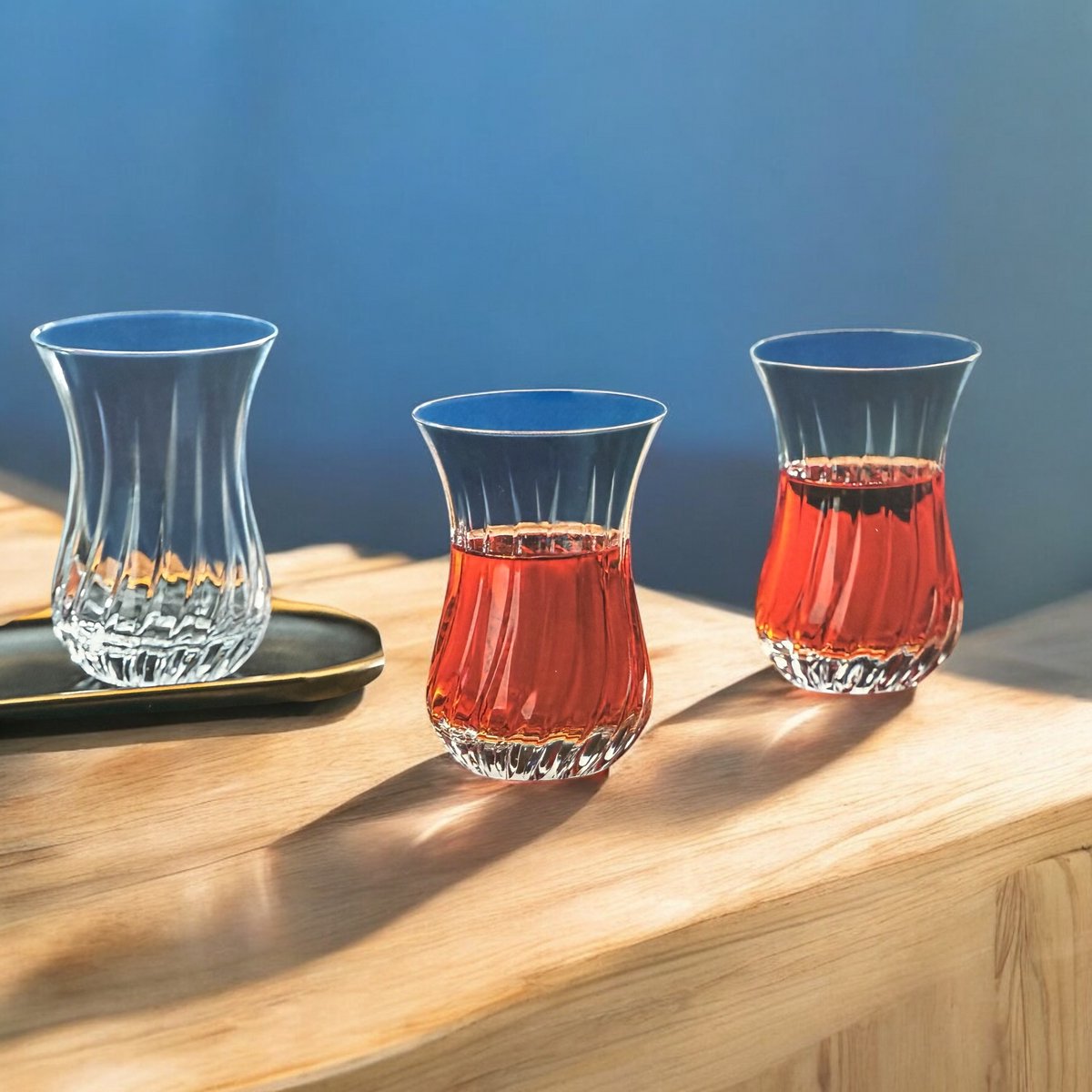 MONOO Diamonds - Turkse Theeglazen - Set van 6 - 155ml - Çay Bardağı