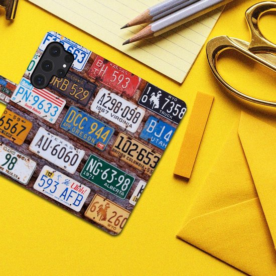 PU Premium Housse pour Samsung Galaxy S24 Ultra Portefeuille Plaques D'Immatriculation