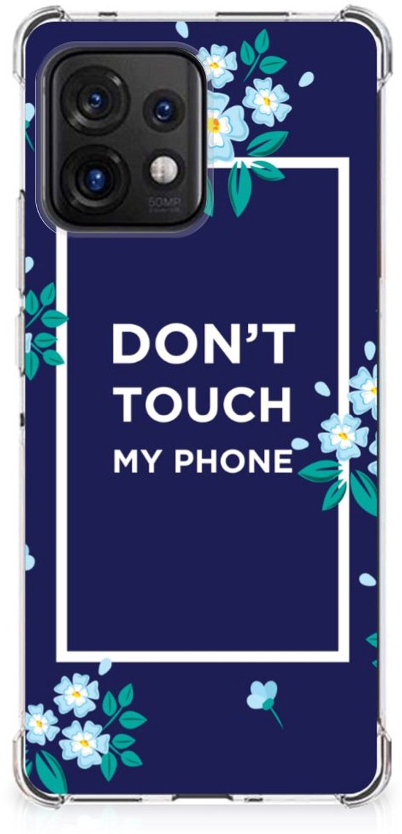 TPU Case Anti-Shock voor Motorola Edge 40 Pro Anti Shock Case Flowers Blue DTMP