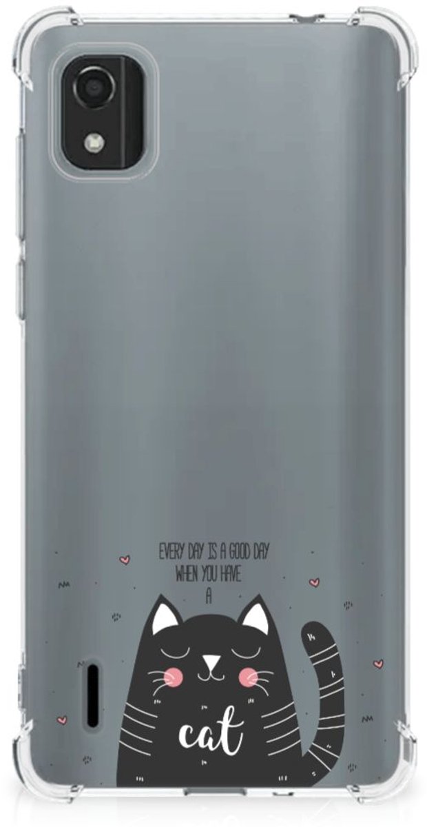 Nokia C2 2nd Edition Stevig Bumper Hoesje Cat Good Day
