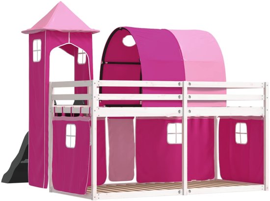 ZYLOYAL10 Stapelbed, 90 x 200 cm boven 140 x 200, met laden, opbergruimte en glijbaan, multifunctioneel, grijs