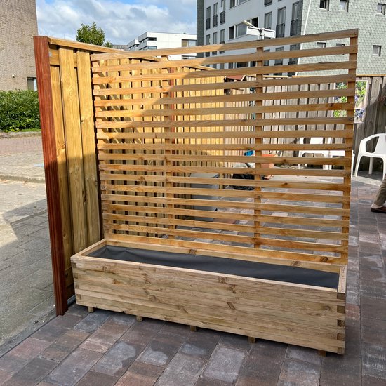 AMISHOUT - Plantenbak met klimrek 200x40x40 (180) cm - Natuural