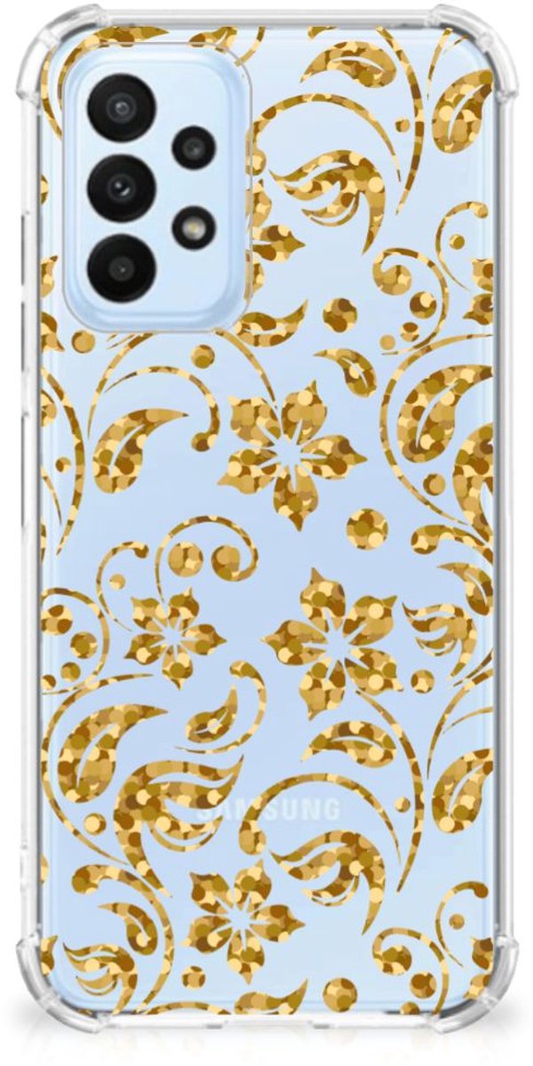 Samsung Galaxy A23 Case Gouden Bloemen
