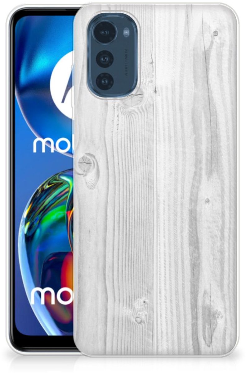 TPU Hoesje voor Motorola Moto E32/E32s Bumper Hoesje White Wood