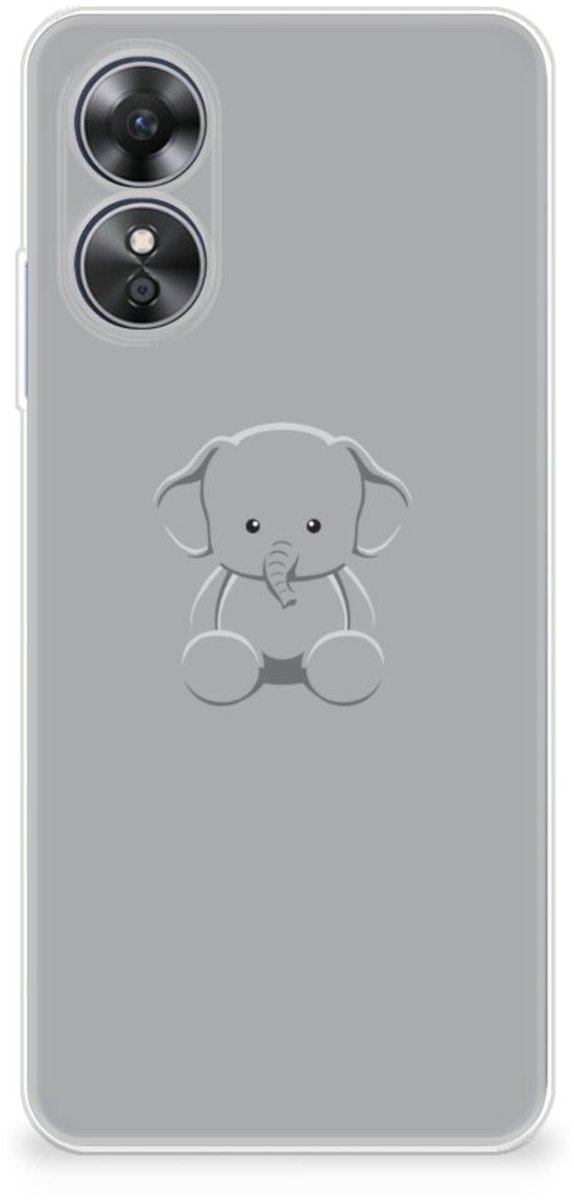 OPPO A17 Telefoonhoesje met Naam Grijs Baby Olifant