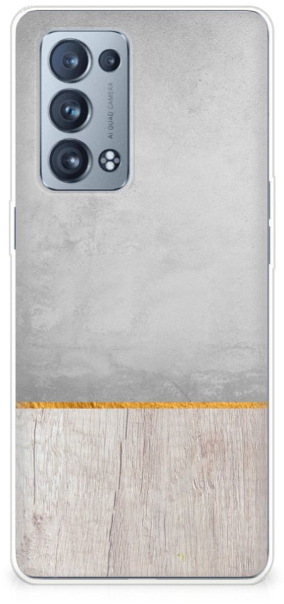 OPPO Reno 6 Pro Plus 5G Bumper Hoesje Wood Concrete