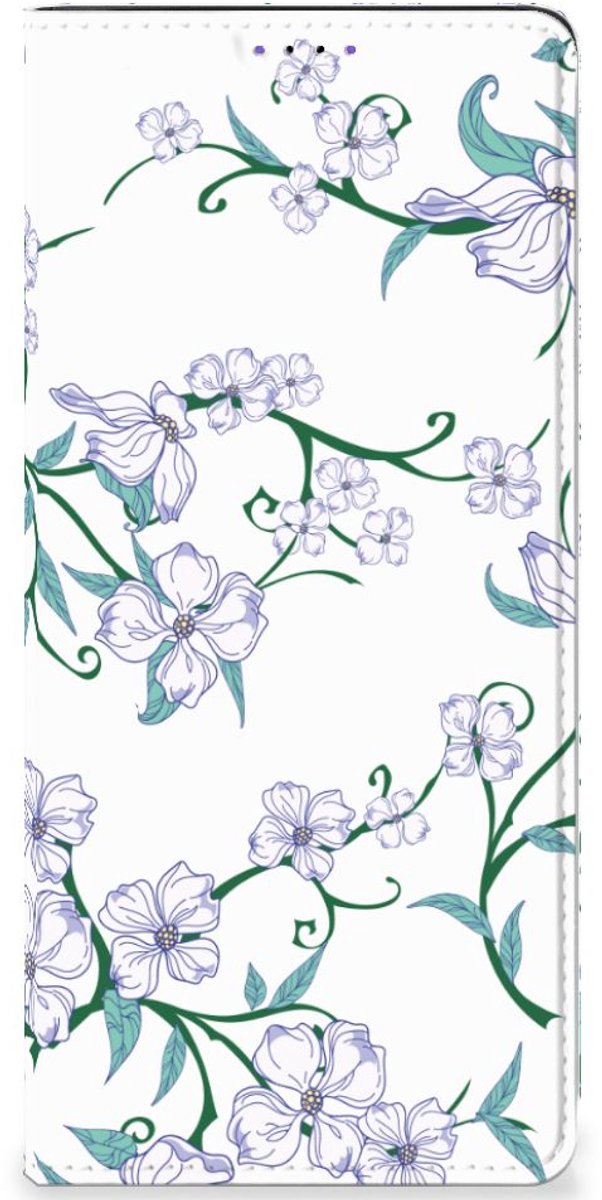 Standcase Hoesje voor Samsung Galaxy A22 5G Uniek Smart Cover Blossom White