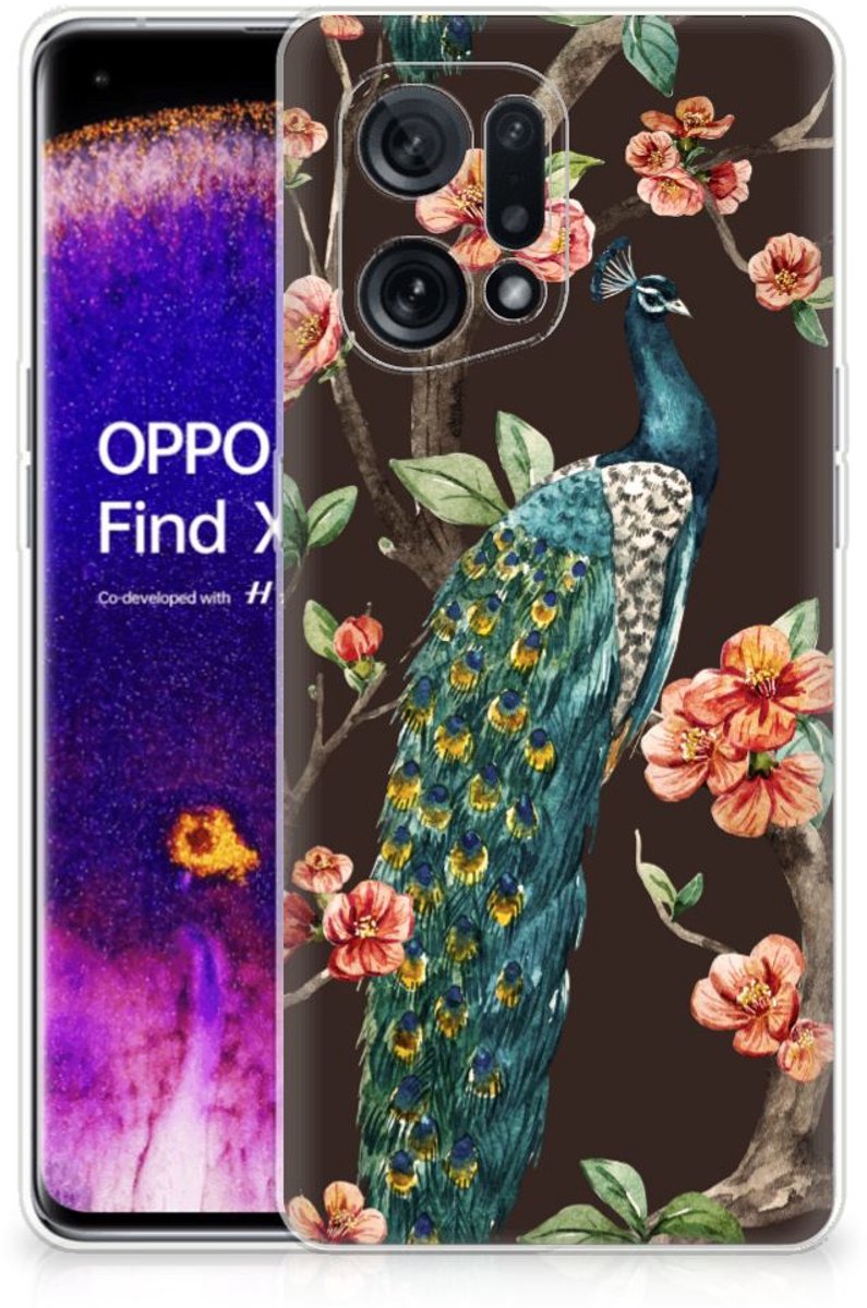 OPPO Find X5 TPU Hoesje Pauw met Bloemen