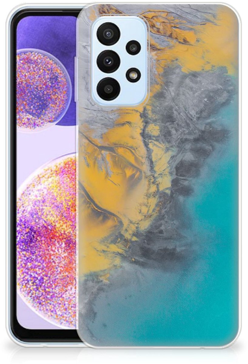 Samsung Galaxy A23 TPU Siliconen Hoesje Marble Blue Gold
