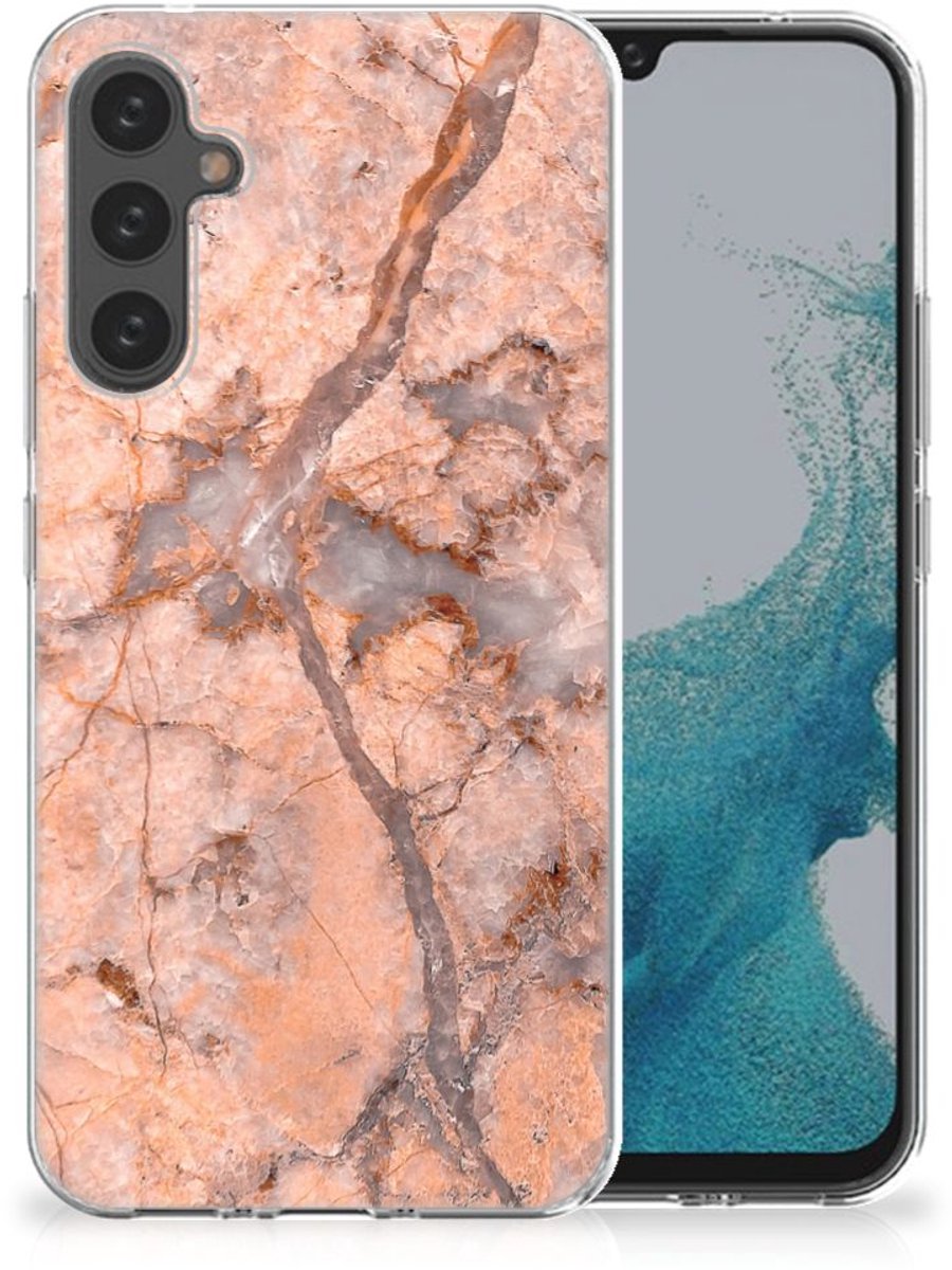Samsung Galaxy A34 TPU Siliconen Hoesje Marmer Oranje