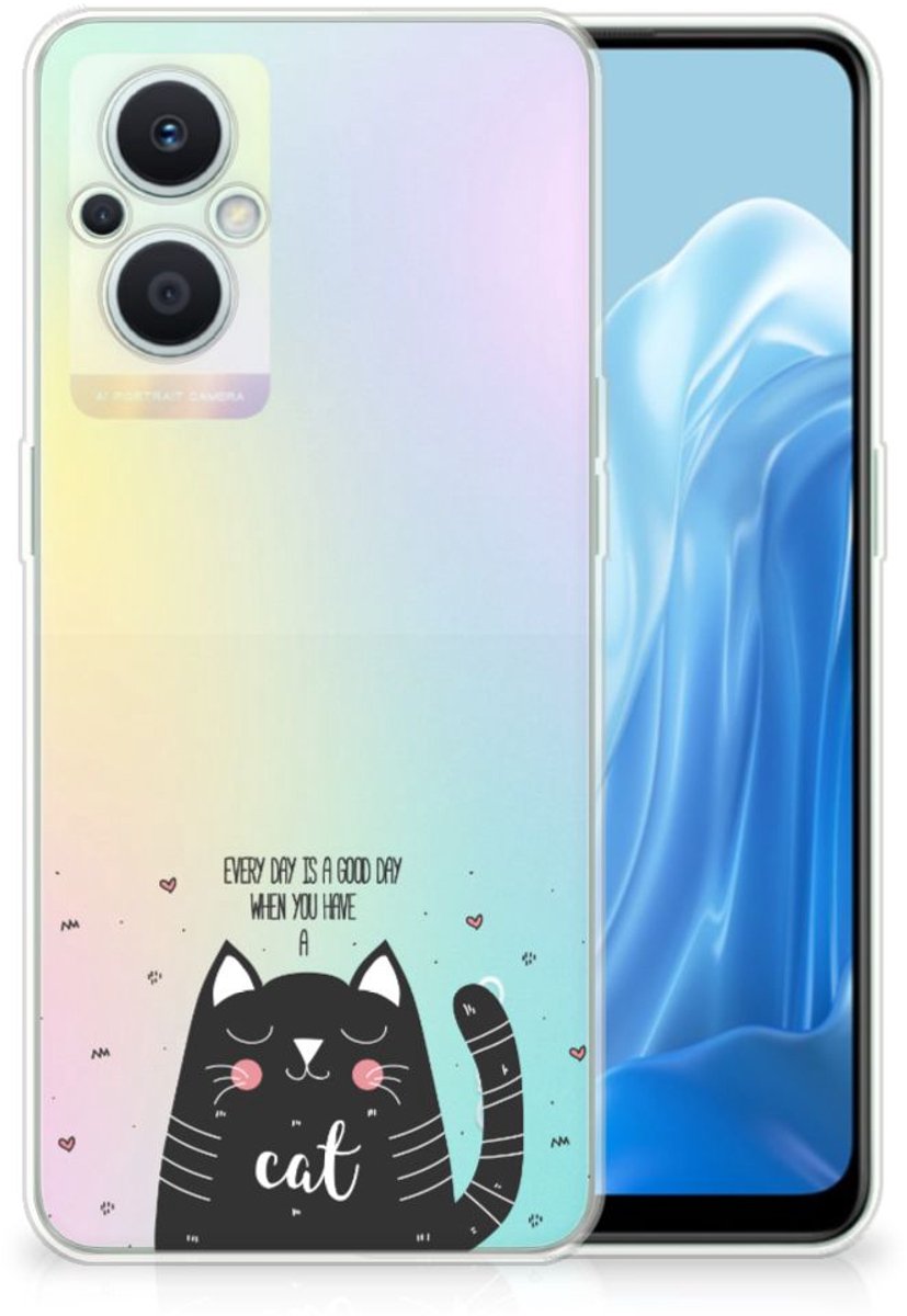 OPPO Reno8 Lite Telefoonhoesje met Naam Cat Good Day