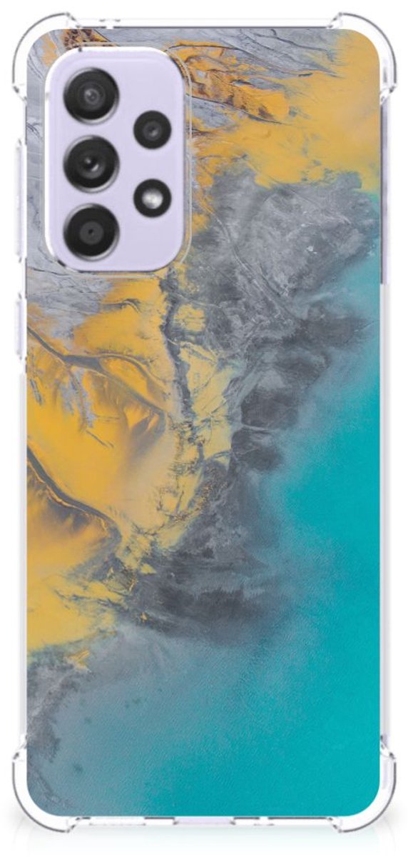 Samsung Galaxy A33 Anti-Shock Hoesje Marble Blue Gold