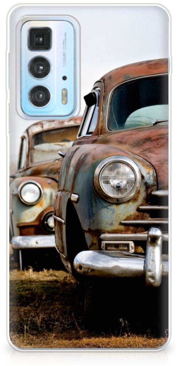 Motorola Edge 20 Pro Siliconen Hoesje met foto Vintage Auto
