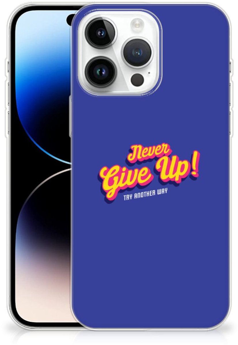 iPhone 14 Pro Max Siliconen hoesje met naam Never Give Up