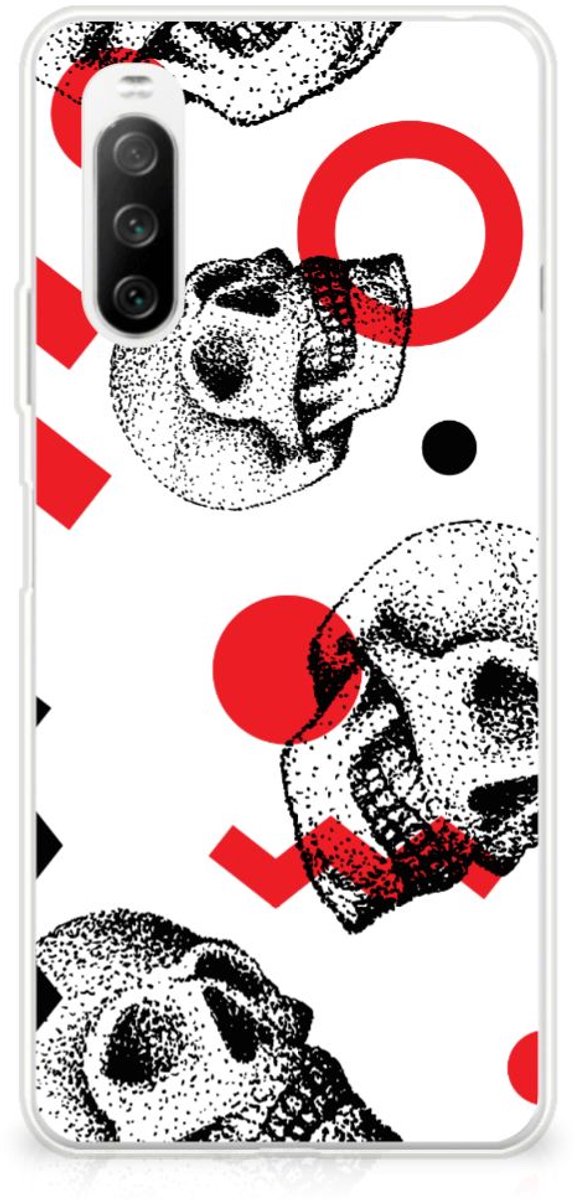 Silicone Back Case Sony Xperia 10 III Skull Red
