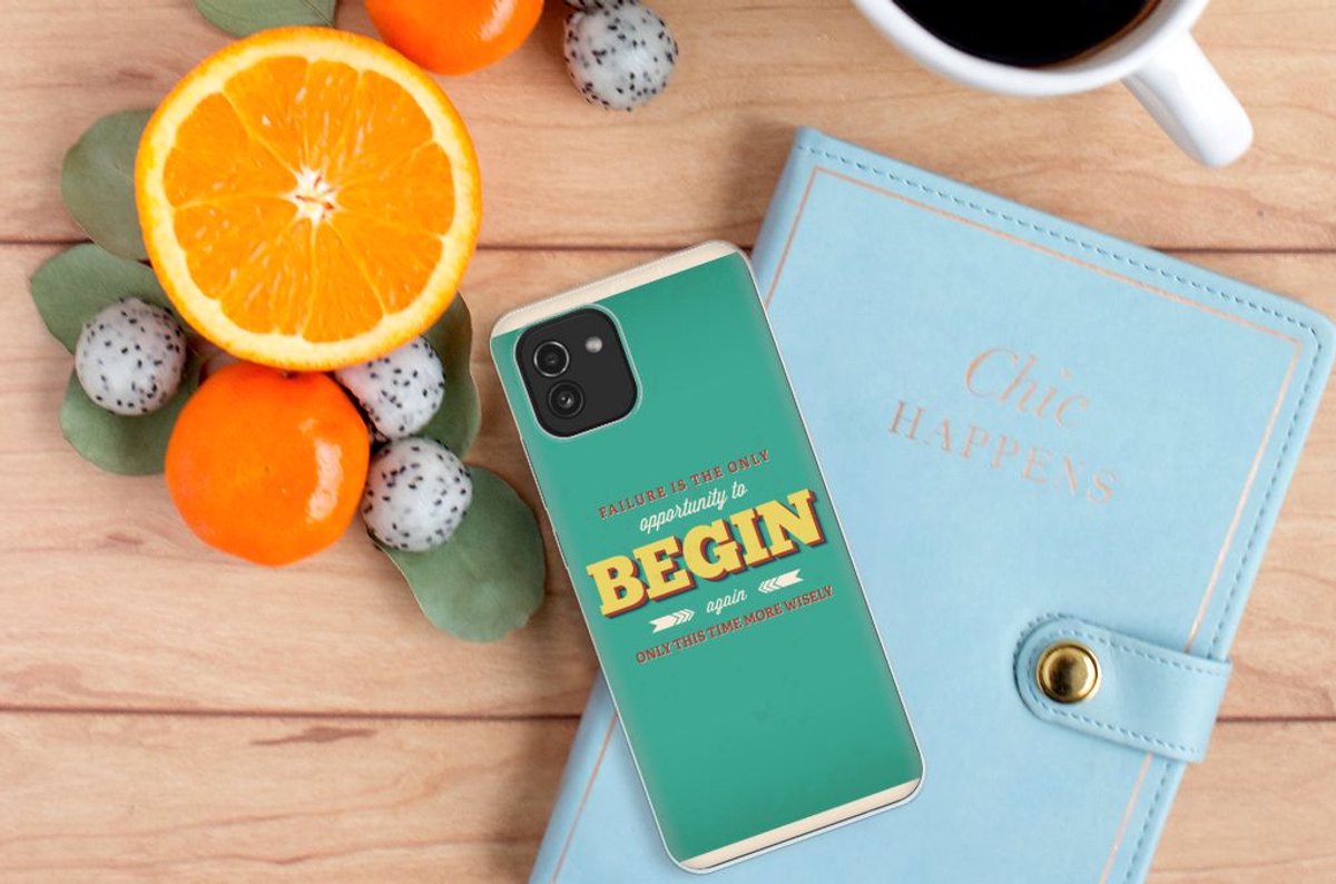 Samsung Galaxy A03 Siliconen hoesje met naam Quote Begin