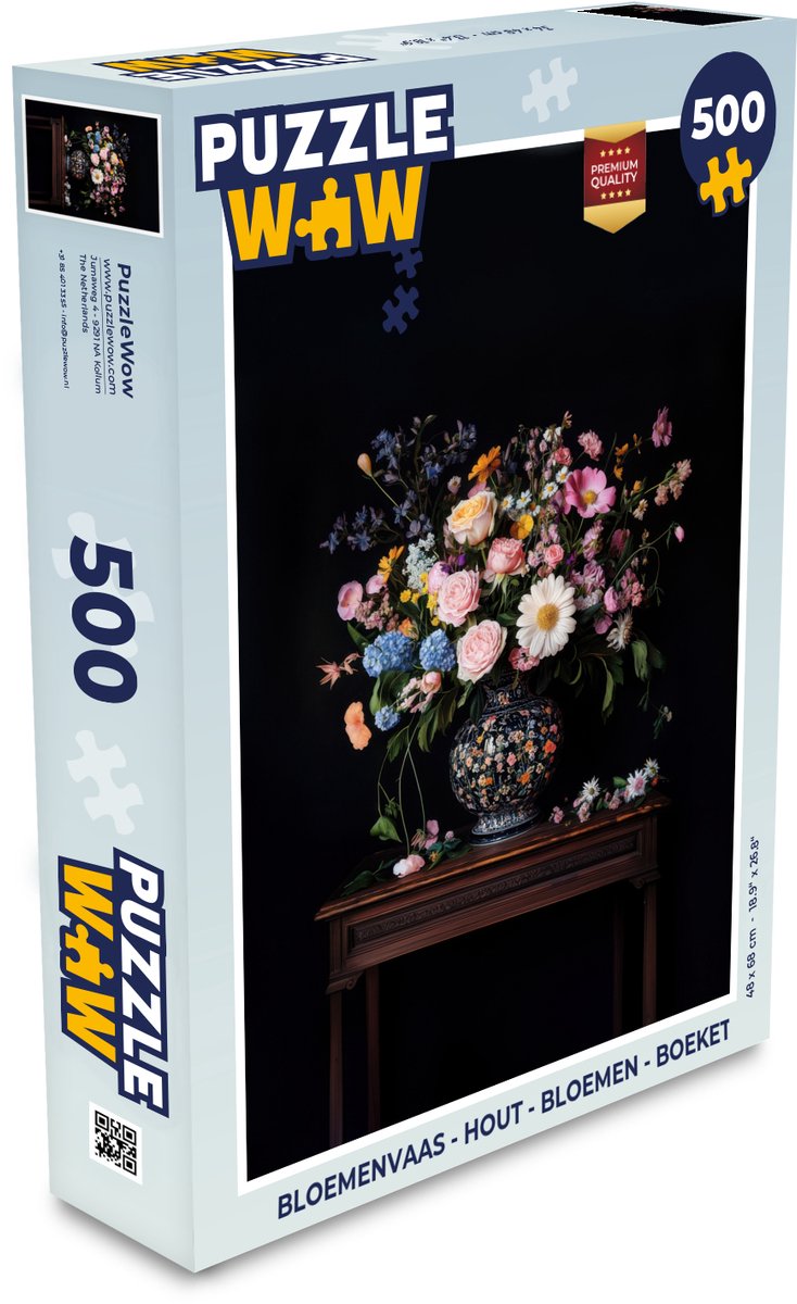 Puzzel Bloemenvaas - Hout - Bloemen - Boeket - Legpuzzel - Puzzel 500 stukjes