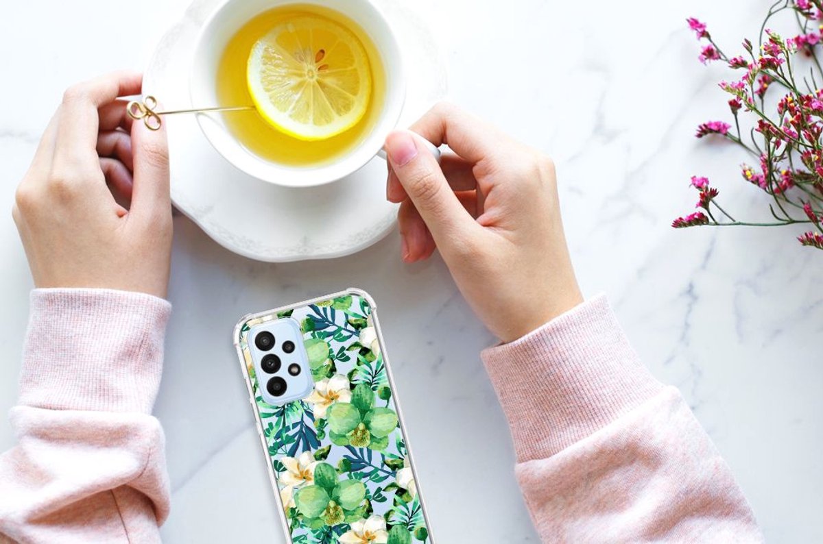 Samsung Galaxy A23 Case Orchidee Groen