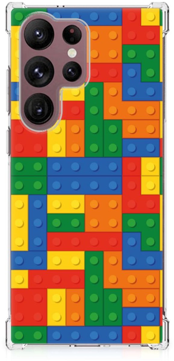Samsung Galaxy S23 Ultra Doorzichtige Silicone Hoesje Blokken