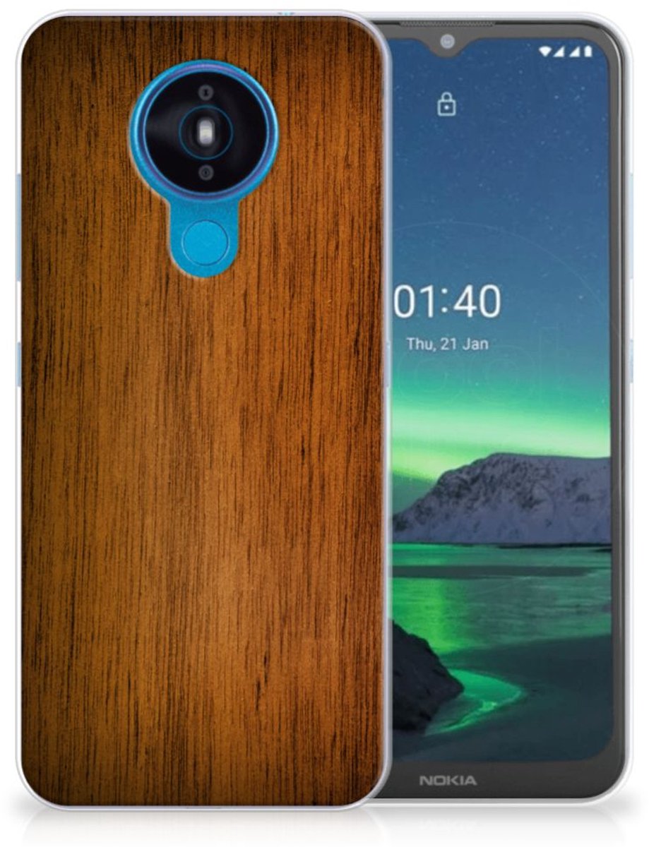 Nokia 1.4 Bumper Hoesje Donker Hout