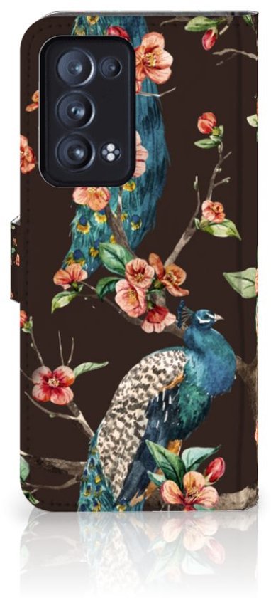 Coque OPPO Reno 6 Pro+ 5G Bumper Housse Etui de Protection Compatible avec Peacock Avec Des Fleurs