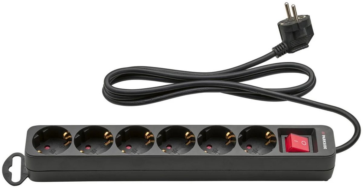PARKSIDE® Stekkerdoos 6-voudig - 1,5 m - 3680 W - Zesdubbel - Met aan uit schakelaar