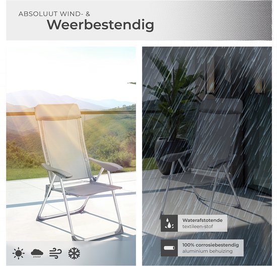 tectake® - Kampeerstoelen - Campingstoel -Tuinstoel - Opklapbaar - set van 4 - grijs - 402181 van TecTake — afbeelding 5