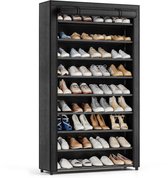 Avelona Schoenenkast Zwart – 9 Lagen Schoenenrek – Opbergkast voor 54 Paar – 160x100x28cm - Schoenen Opbergsysteem – Schoenenkast Zwart