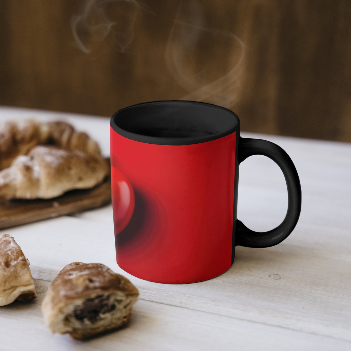 Magische Mok - Foto op Warmte Mokken - Koffiemok - Tomaat - Rood - Hart - Magic Mok - Beker - 350 ML - Theemok