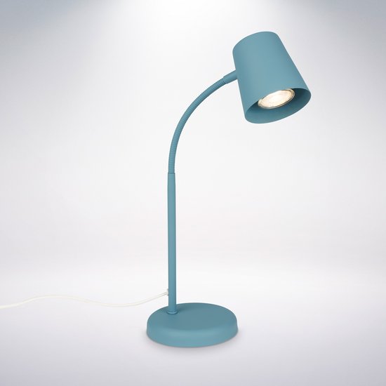BRILONER Skriva - Blauwe Tafellamp - bedlamp met snoerschakelaar - draaibaar - excl. GU10 - 13 x 38,5 cm - blauw