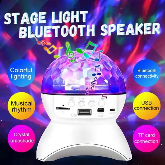 Lampe Disco Rotative 360° USB - Boule à Facettes LED 6W, 7 Couleurs, Contrôle Vocal - Petite Taille (8x5,5 Cm) Pour Fêtes, Soirées, Ambiance