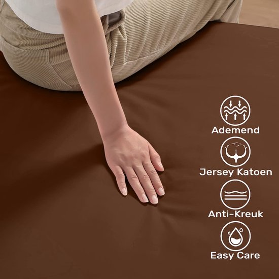Hoeslaken 90x200 Katoen - Jersey - Plus de couleurs - Sans repassage - Longue durée de vie - Marron
