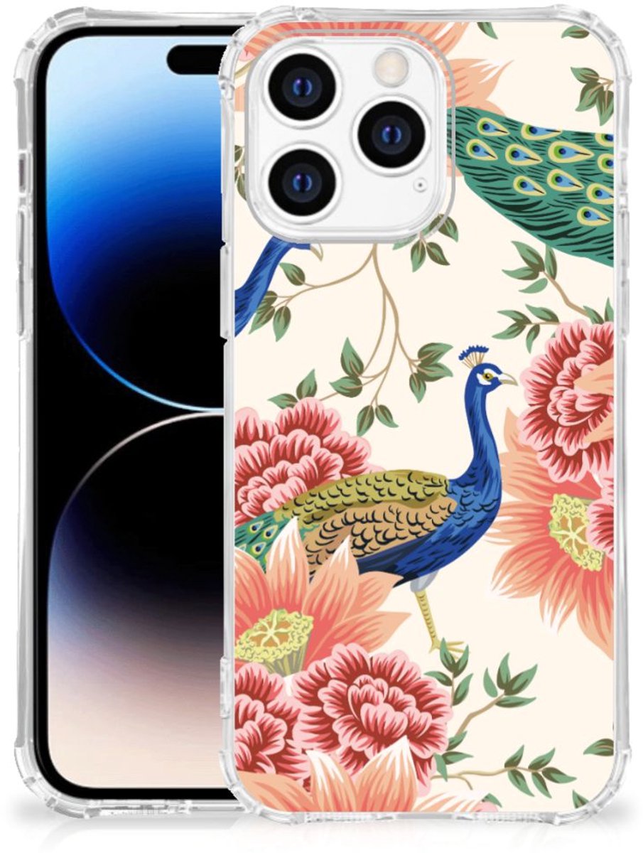 Case Anti-shock voor Apple iPhone 14 Pro Max Pink Peacock