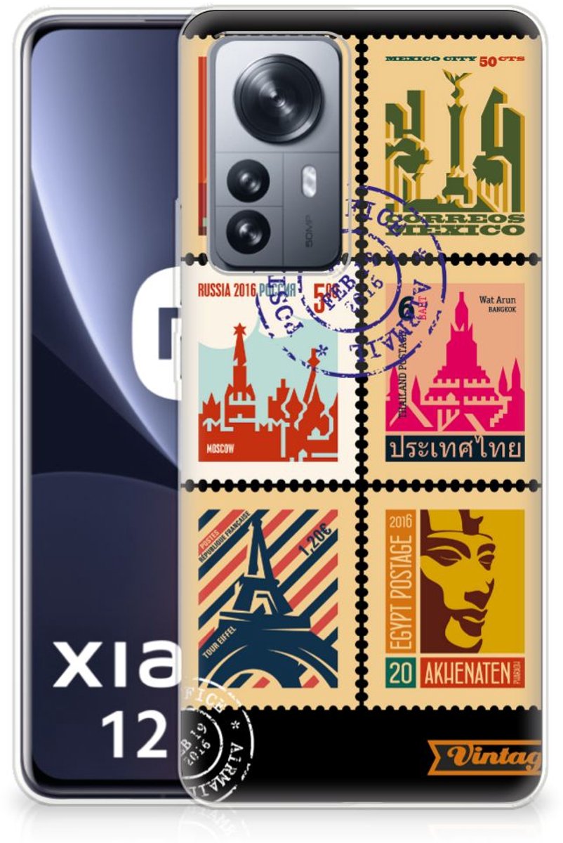 Back Cover voor Xiaomi 12 Pro Siliconen Back Cover Postzegels