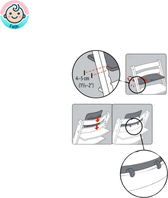 Stoelverkleiner voor Stokke Tripp Trapp - Babyset - Rugleuning & Beugel - Zwart — afbeelding 5