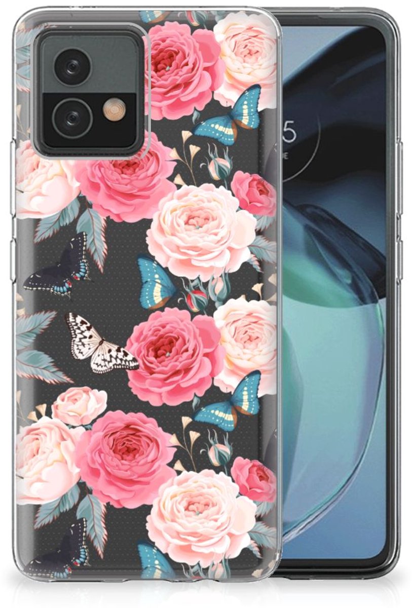 Motorola Moto G72 TPU Case Butterfly Roses